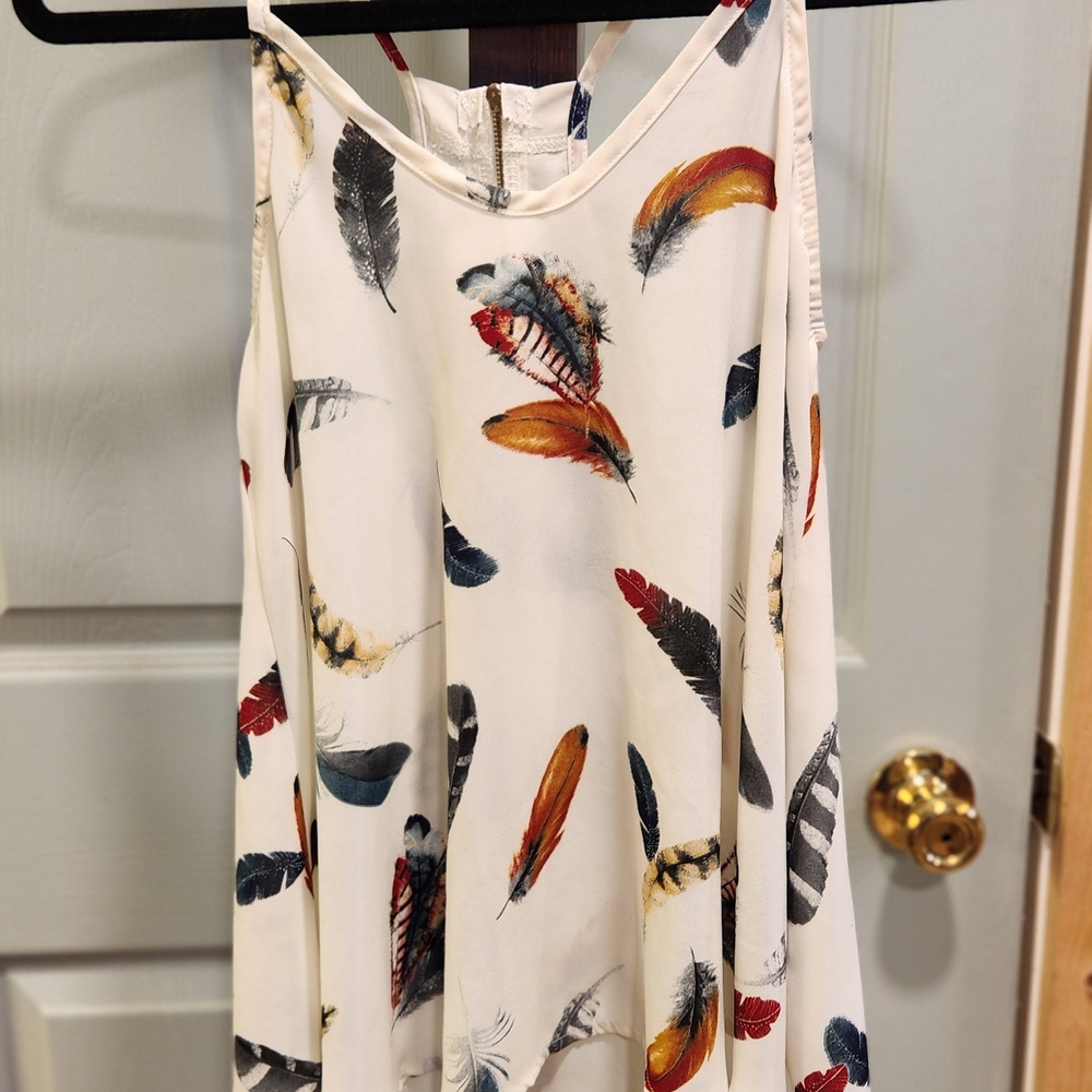 a'gaci Multicolor Feather Print Blouse